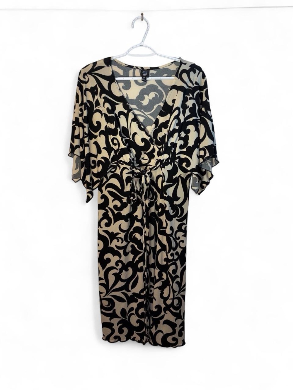 Saint Tropez West Black and Cream Printed Midi Dress